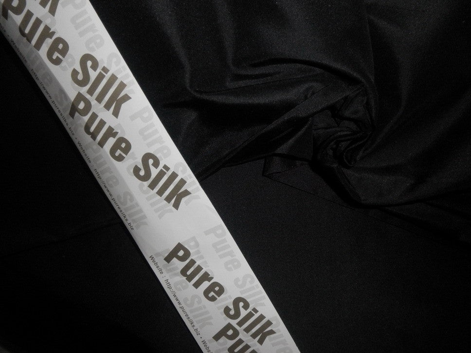 JET BLACK SILK TAFFETA FABRIC 44&quot;