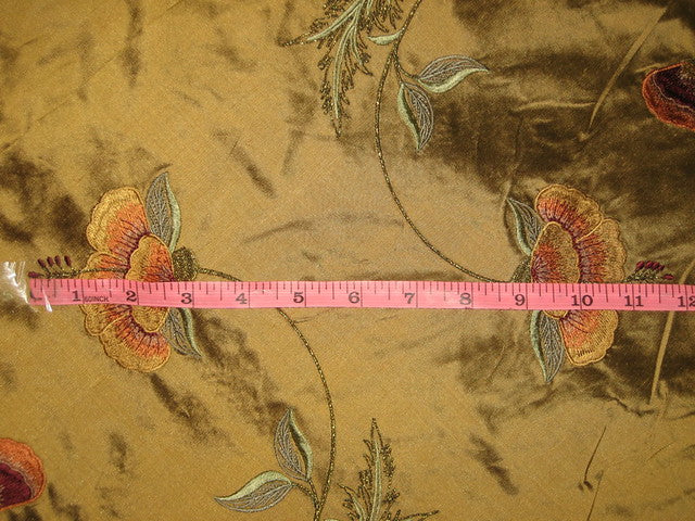 Pure SILK DUPIONI Fabric Floral Embroidery DUPE2