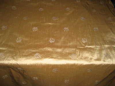 Pure SILK DUPIONI Fabric Light Golden Brown Embroidery DUP#E15