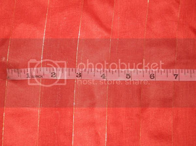 Bright Tomato Red with Gold Stripes Nina Silk fabric 42&quot; wide