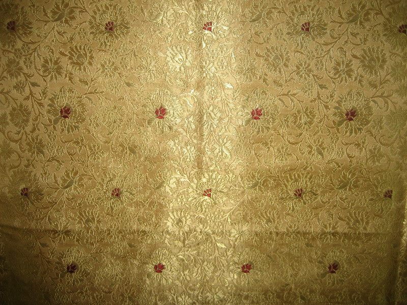 Heavy Silk Brocade Fabric Metallic Gold, Red & Gold color44" wide BRO74[2]