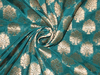 Pure Silk Brocade Fabric Green & Gold 44" wide BRO74[5]