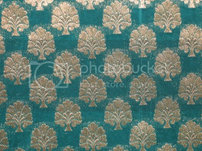 Pure Silk Brocade Fabric Green & Gold 44" wide BRO74[5]