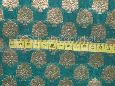 Pure Silk Brocade Fabric Green & Gold 44" wide BRO74[5]