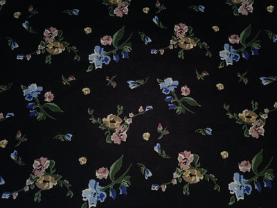 100% Cotton Linen Beautiful black  Floral Print Fabric 58" wide[12678]