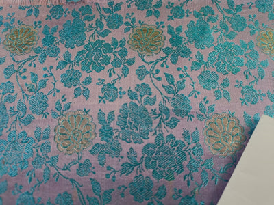 Silk brocade fabric Lavender &amp; Blue colour 44&quot; single length 0.50 cms BRO37[1]