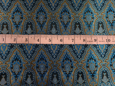 Silk Brocade Peacock Blue &amp; Black color 44" wide BRO26[1]/[7]
