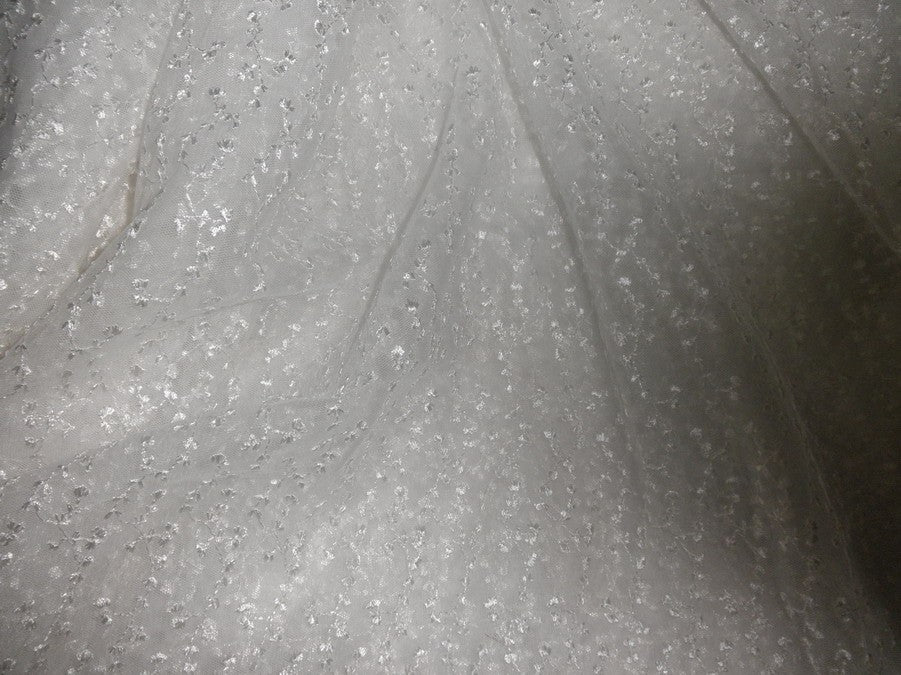 ivory white sheer net fabric with embroidery # 2