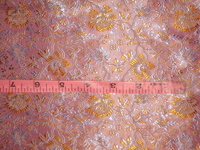 Silk Brocade Fabric Blue,Orange &amp; Pinkishlavender
