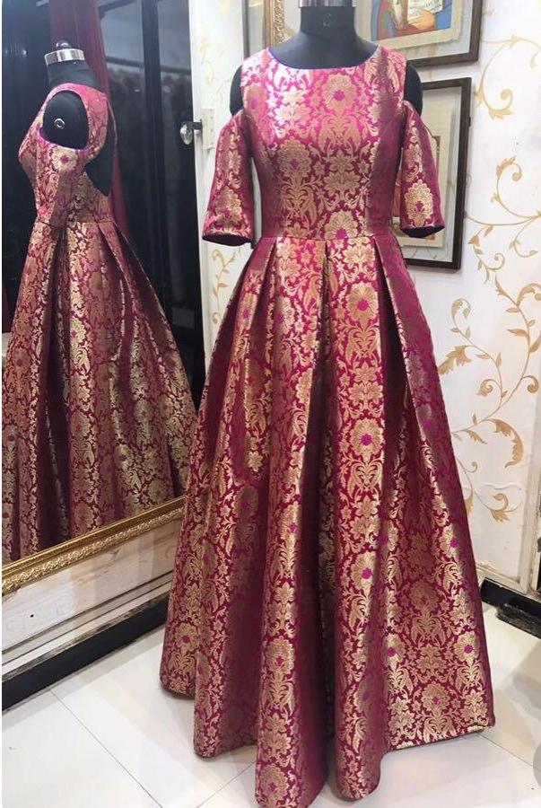 Silk Brocade Fabric Multi color &amp; Metallic Gold BRO108[3]