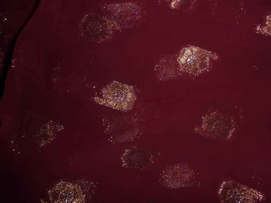 CLOSEOUT-Polyester georgette fabric metalic DARK burgundy