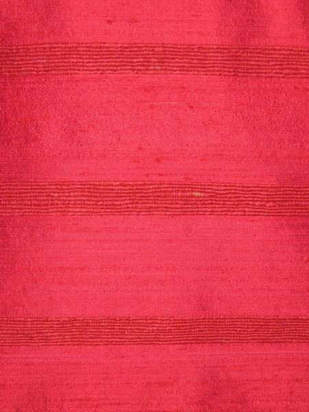Pure SILK Dupioni FABRIC Dark Indian Pink stripes
