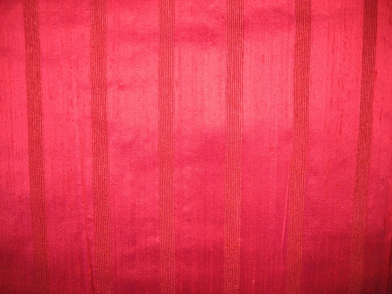 Pure SILK Dupioni FABRIC Dark Indian Pink stripes