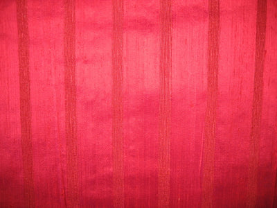 Pure SILK Dupioni FABRIC Dark Indian Pink stripes