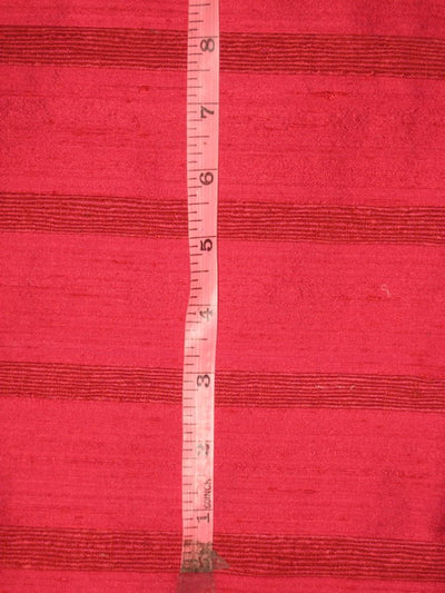 Pure SILK Dupioni FABRIC Dark Indian Pink stripes