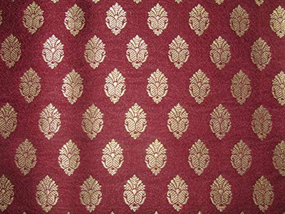Silk Brocade fabric Burgundy x metallic gold color 44" wide BRO710[2]
