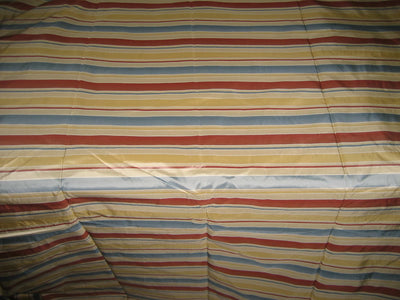 Silk Taffeta Fabric Red,Blue,Cream,Gold &amp; Ivory stripes 54" wide TAFS13