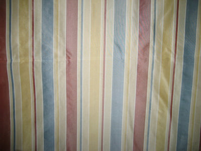 Silk Taffeta Fabric Red,Blue,Cream,Gold &amp; Ivory stripes 54" wide TAFS13