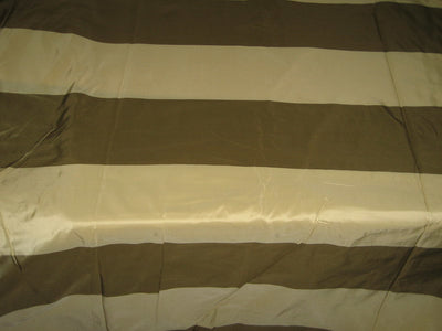 Silk Taffeta Fabric Light gold and olive stripes stripes TAF#S51