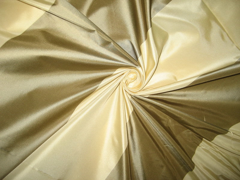 Silk Taffeta Fabric Light gold and olive stripes stripes TAF#S51