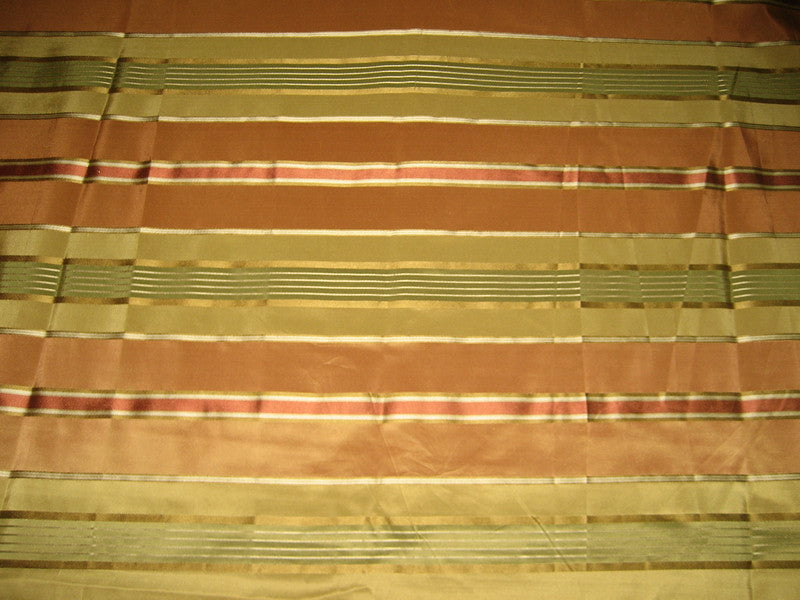 Silk Taffeta Fabric Rust,Green &amp; Gold with Satin Stripe 54&quot; wide   TAFS83[1]