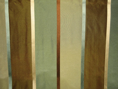 100% Silk Taffeta Fabric Blue,Brown &amp; Grey w/ Satin Stripes TAF#S70[2] 54&quot; wide