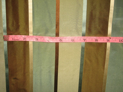 100% Silk Taffeta Fabric Blue,Brown &amp; Grey w/ Satin Stripes TAF#S70[2] 54&quot; wide