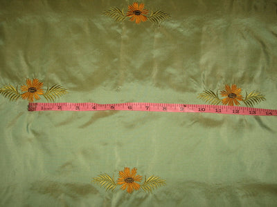 Pure SILK TAFFETA FABRIC Icy Green with Embroidery 54 inch wide?/137 cms TAFE2