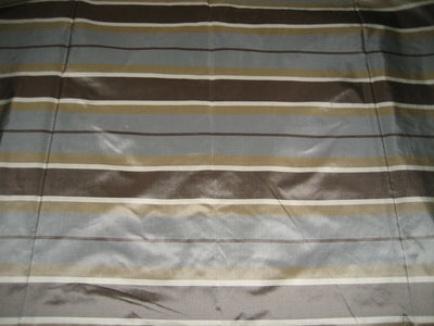 Silk Taffeta Fabric Shades of grey olive ivory  Stripes 54&quot; wide TAF#S32