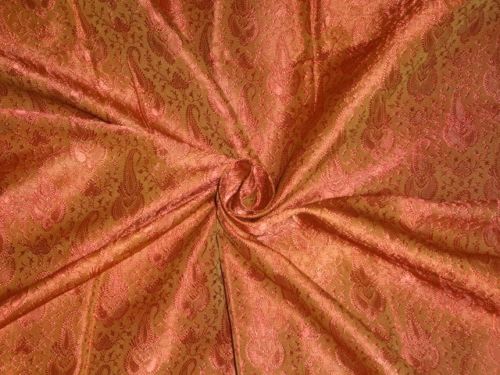 Spun Silk Brocade fabric Rusty Orange Colour 44" wide BRO376[2]