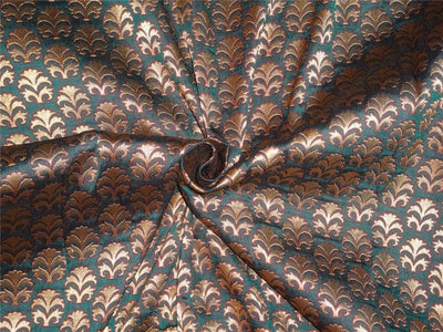Silk Brocade Fabric Emerald Green/Red And Mettalic Gold Color 44" Wide BRO532[3]