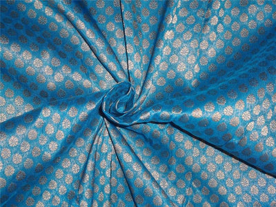 Silk Brocade Fabric Deep Blue And Mettalic Gold Color 44" Wide BRO532[6]