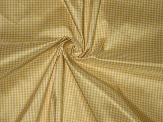 Silk Taffeta Fabric Golden Yellow &amp; Ivory colour plaids 54&quot; wide