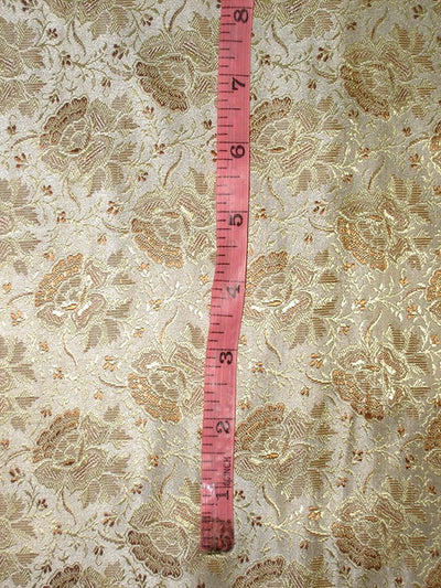 SILK BROCADE FABRIC Brown,Gold&amp; Antique White