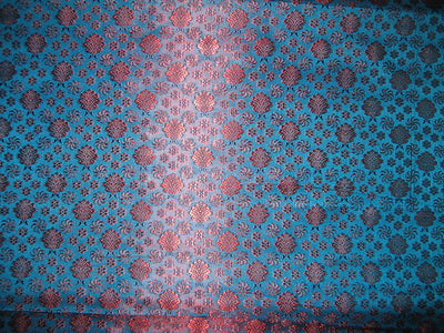 SILK BROCADE FABRIC Blue &amp; Red color 44" wide BRO56[3]