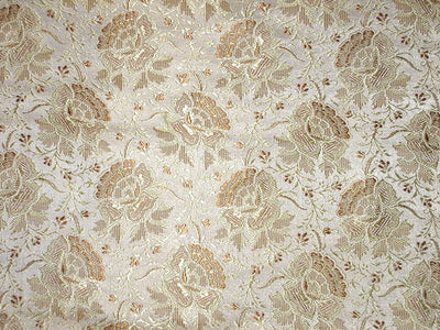 SILK BROCADE FABRIC Brown,Gold&amp; Antique White