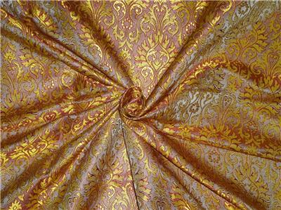 Silk Brocade Fabric Yellow x Red COLOR 44" WIDE BRO530[4]