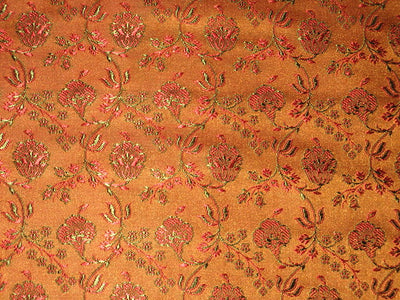 SILK BROCADE FABRIC Bronze/Copper,Green &amp; Red