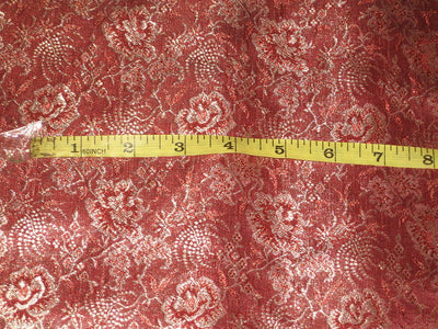 SILK BROCADE FABRIC Brownish Red &amp; Gold color