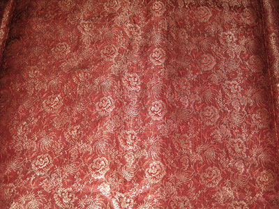 SILK BROCADE FABRIC Brownish Red &amp; Gold color