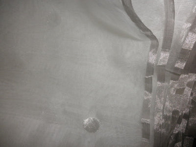Silk Tulle silver border & silver polka dots FABRIC 44&quot; wide