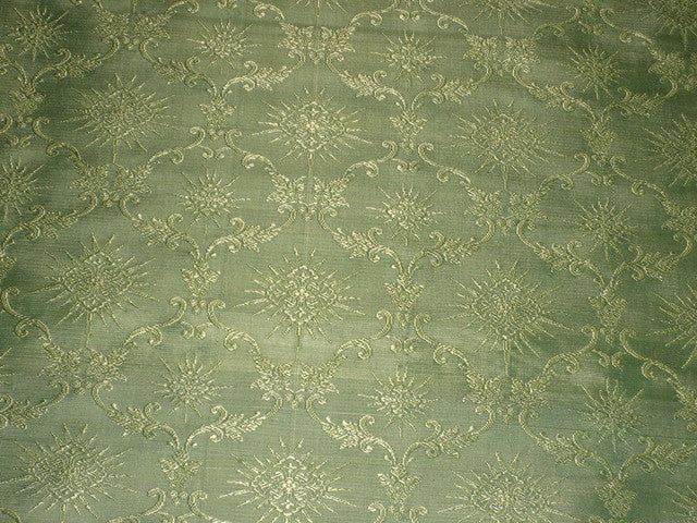 Vestment Brocade fabric Sea blue x Green & Butter colour 44" wide BRO85[2]