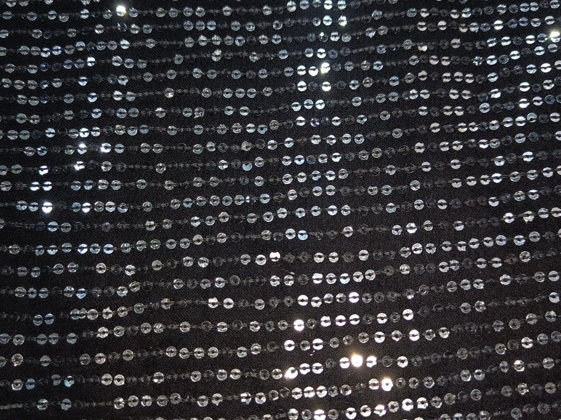 sequence fabric 58&quot; Wide available in two colors black/silver and brown/silver