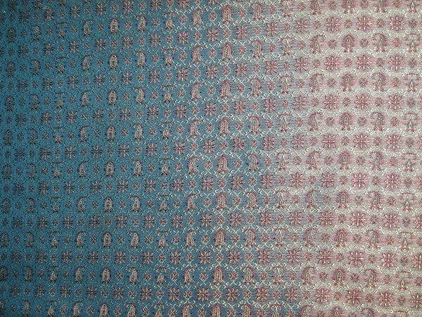 Silk Brocade Fabric Red,Gold &amp; Blue color