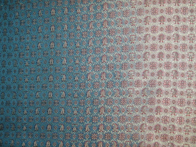 Silk Brocade Fabric Red,Gold &amp; Blue color