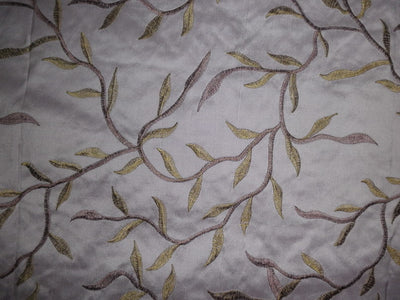 SILK DUPIONI embroidery -lavender colour with vines
