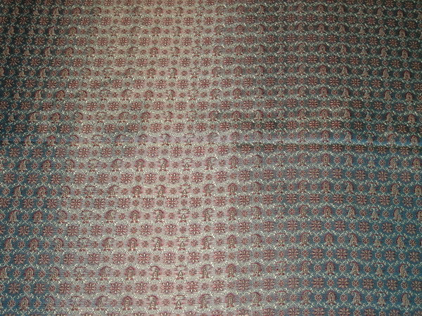 Silk Brocade Fabric Red,Gold &amp; Blue color