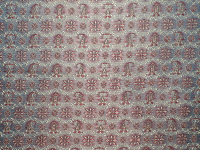 Silk Brocade Fabric Red,Gold &amp; Blue color