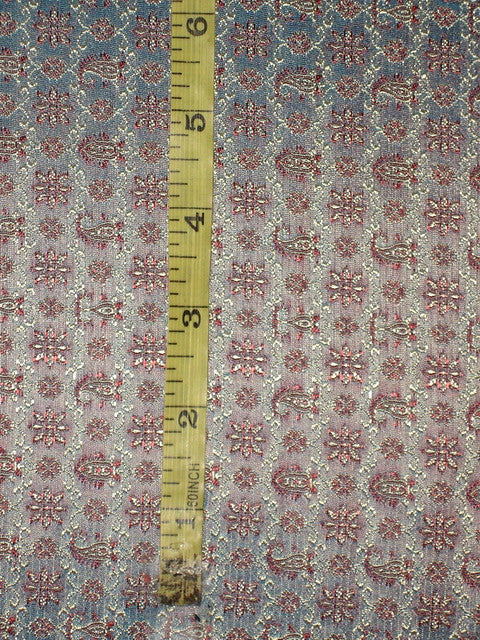 Silk Brocade Fabric Red,Gold &amp; Blue color