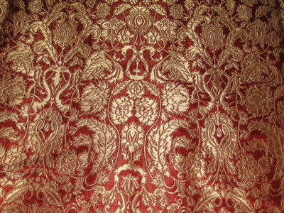 Pure Heavy Silk KING KHAB Brocade Fabric Red &amp; Gold BRO96[2]